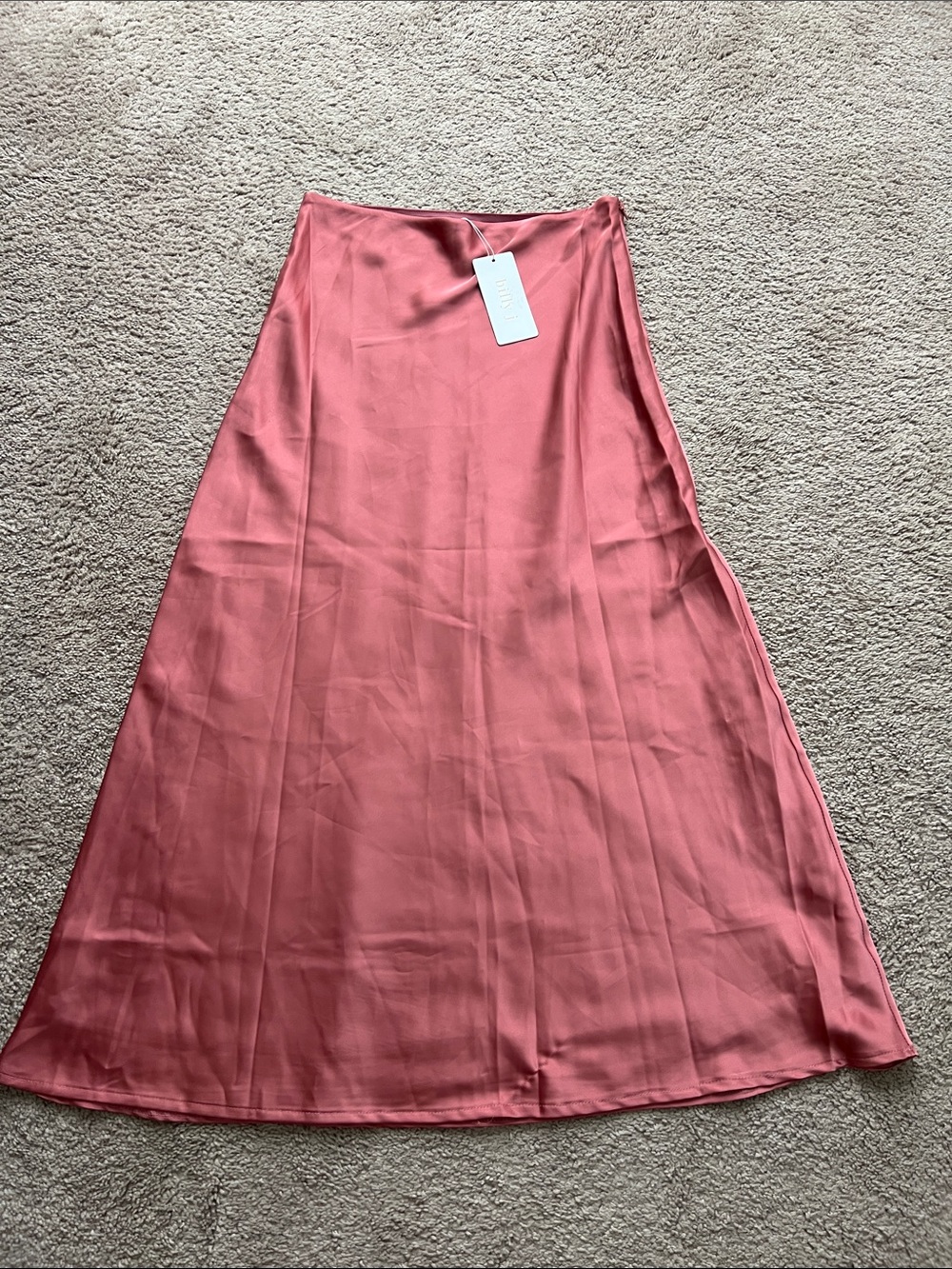 Silky A-Line Midi Skirt in Rosewood